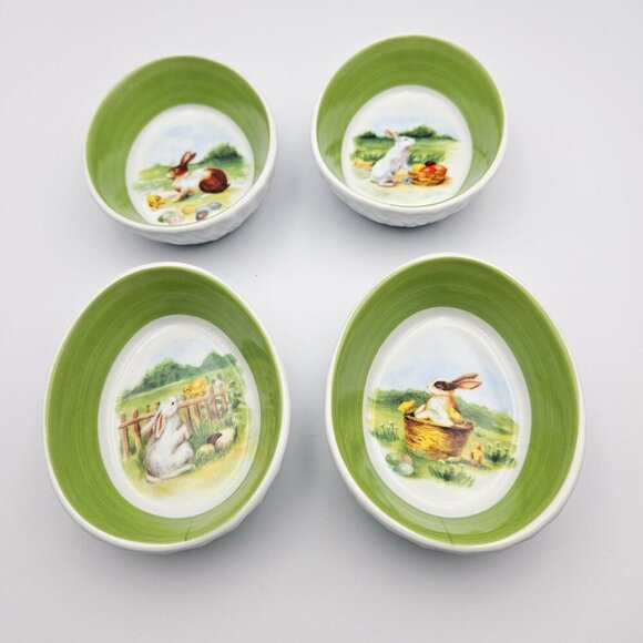 Williams Sonoma Vintage Bunny Ramekins Bowls Easter Egg Spring Set of 4 - Picture 2 of 8